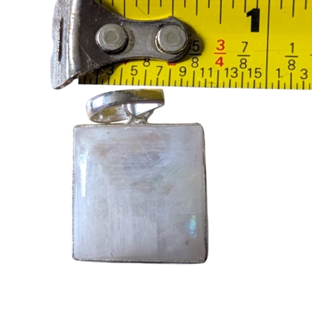 Square Moonstone Silver Pendant - Picture 2 of 2